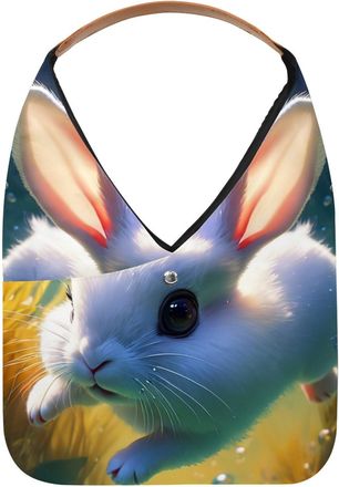 Generic Lovely Rabbit Swims Underwater Reusable Lightweight Grocery Bags - Foldable Into Compact Pouch, Washable & Sturdy, Multipurpose for Shopping and Trave