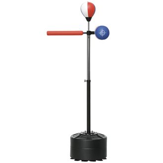 Mauro Ferretti Sacco Boxe Da Terra Con Barra Girevole, Speedball E Colpitore, In Acciaio, Hdpe E Pu, 80.5x48x163-205 Cm