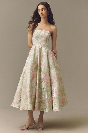 Mac Duggal Floral Strapless Dress