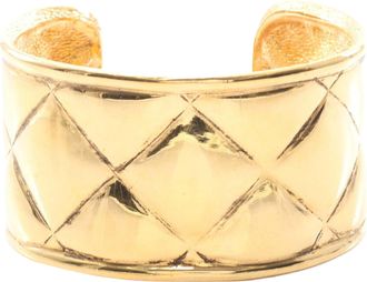 Chanel Gold Plated Quilted Wide CC Cuff