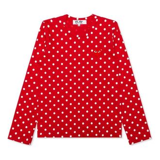 Comme Des Garçons (WMNS) COMME des GARCONS PLAY Polka Dot Long Sleeve Tee Red White AZ-T165-051-3