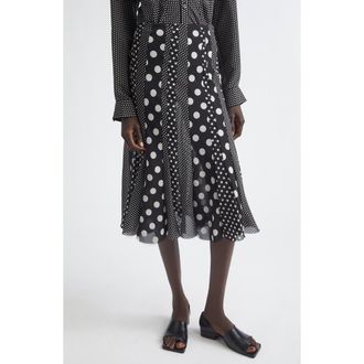 Junya Watanabe Polka Dot Georgette Midi Skirt in Black/White at Nordstrom, Size X-Small