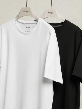 Reiss Black & white Stretch-cotton Slim-fit T-shirts 2 Pack, XL