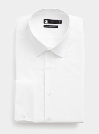 Le 31 Mens French-cuff stretch shirt Slim fit