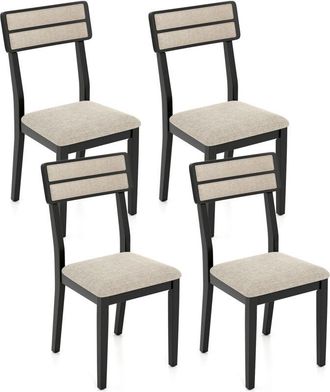 Costway Upholstered Kitchen Chairs Modern Dining Chairs Set of 4-Black