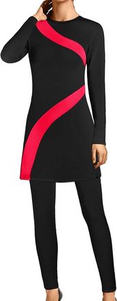 Generic Full Cover Burkini Swimsuit 3 Pieces Set Women Muslim Long Sleeve Islamic Tops with Swim Leggings & Hijab Rash Guard Modest BeachwearSummer Products
