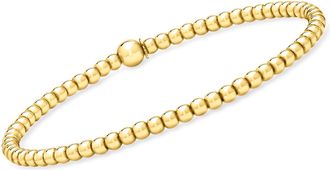 RS Pure by Ross-Simons Italian 3mm 18kt Gold Over Sterling Bead Stretch Bracelet