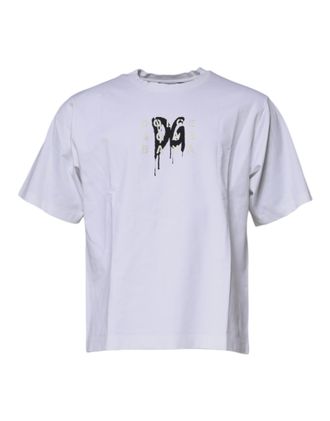 Dolce & Gabbana Mens White Dg Logo Cotton Crew Neck T-Shirt Nylon Elastane