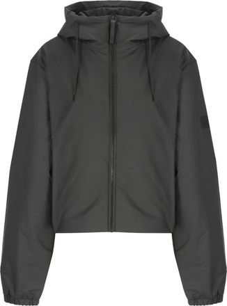 Rains Zwarte regenjas met capuchon en zakken - Dames - Zomerjassen - Zwart - XL - Jassen