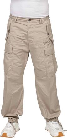 Dsquared2 Pantalone Light Cotton Utility Wide - Heren - Wijde Broeken - Beige - XL - Katoen - Broeken