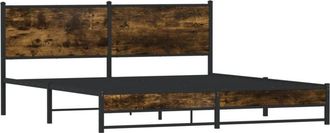 vidaXL Metal Bed Frame without Mattress Smoked Oak 160x200 cm Vidaxl