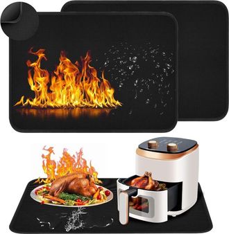 OEM Alfombrilla Resistente Al Calor De 60x80cm, Juego De 2 Alfombrillas De Silicona Ign&iacute;fugas, Protecci&oacute;n Para Freidora Y Microondas