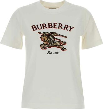 Burberry Katoenen T-shirt - Dames - T-shirts - Wit - S - Katoen - Tops