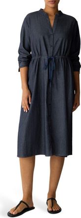 Eileen Fisher Organic Cotton Midi Shirtdress in Denim at Nordstrom, Size Xx-Small