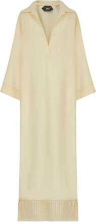 Taller Marmo Abito lungo Bordighera con frange - Toni neutri