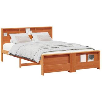 vidaXL Estructura De Cama Con Cabecera Marr&oacute;n Cera 160 X 200 Cm Vidaxl