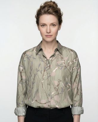 Brunello Cucinelli Bicolor Silk Pattern Womens Shirt