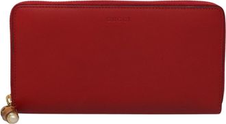 Gucci Nymphaea Red Leather Wallet (Pre-Owned)