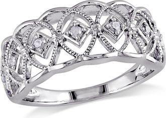 Mimi & Max 1/10ct TW Diamond Openwork Ring in Sterling Silver