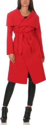 Malito more than fashion malito Long Coat Waterfall-Design Jacket Trenchcoat Fleece Dufflecoat 3040 Women One Size (red)