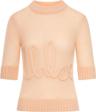 Chloé ALPACA WOOL AND SILK KNIT SWEATER WITH LOGO - Chloe - Woman