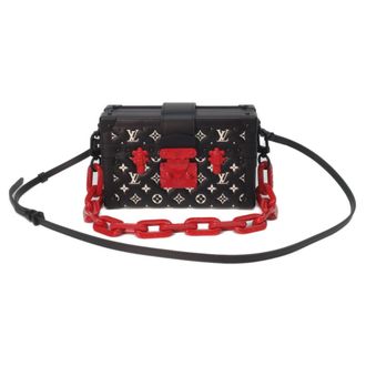 Louis Vuitton Black Red Color Leather Shoulder Bag (Pre-Owned)