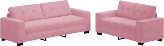 vidaXL Sofa 2 pcs Pink Fabric vidaXL