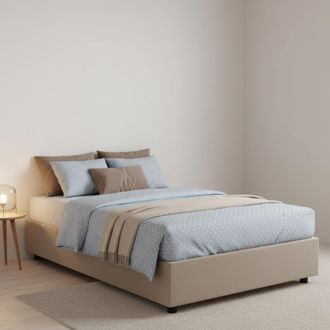 Dmora Dmora - Cama De Plaza Y Media Dabbel, Cama Contenedor Con Tapizado En Ecopiel, 100% Made In Italy, Apertura Frontal, Con Colch&oacute;n Cm 120x190 Incluido, 