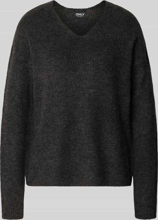 Only Regular Fit Strickpullover mit V-Ausschnitt Modell CAMILLA in Anthrazit Melange, Größe XL
