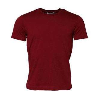 Dolce & Gabbana T-Shirts, male, Brown, Size: M Cotton Crew Neck Short Sleeve T-Shirt