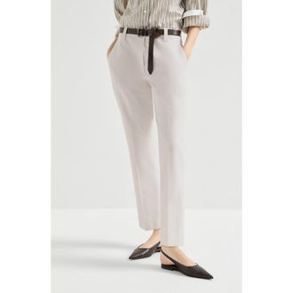Brunello Cucinelli Cigarette trousers in Oat at Nordstrom, Size 38 It