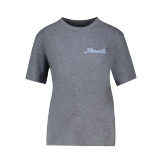 Lanvin Tops, Dames, Grijs, L, Katoen, Petit Logo T-Shirt