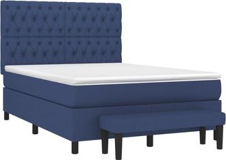 vidaXL Vidaxl - Cama Box Spring Con Colch&oacute;n Tela Azul 140x200 Cm
