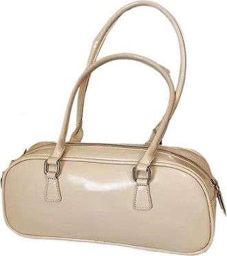 Generic Solid Color PU Leather Underarm Bags For Women 2026 Spring Korean Fashion Retro Simple Shoulder(White)