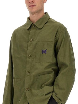 Needles Logo-Embroidered Cotton Shirt - Green
