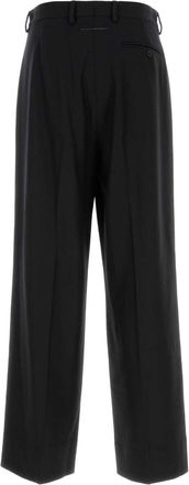 Maison Margiela Mens Wool Blend Wide-Leg Trousers Black Primario