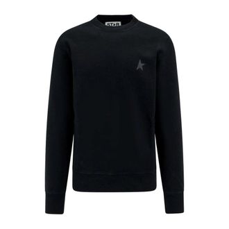 Golden Goose Zwarte Crew-neck Sweater met Sterdetail - Dames - Ronde hals truien - Zwart - M - Katoen - Truien & Vesten