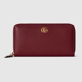 Gucci Bi-color GG Marmont Zip Around Wallet, Bordeaux, Leather