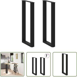 vidaXL vidaXL Gambe in acciaio - Gambe per tavolo da bar a forma di U 2 pz nere 50x(100-101) cm in acciaio