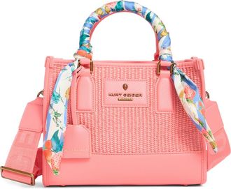 Kurt Geiger Small Chiswick Raffia Tote in Open Pink at Nordstrom Rack
