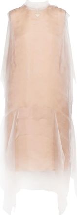 Prada technical voile dress - women - Silk - 44 - Neutrals