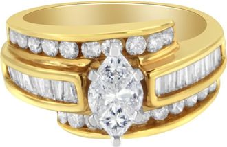 House of Brilliance 14KT Two-Toned Diamond Cocktail Ring in Yellow Gold at Nordstrom, Size 7