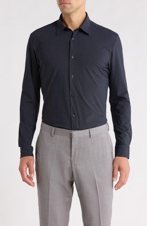 BOSS P-Liam Button-Up Shirt in Dark Blue at Nordstrom, Size Xx-Large