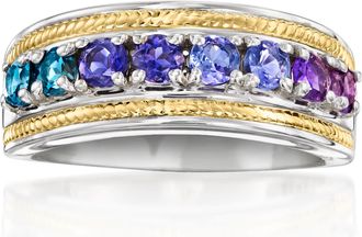 Ross-Simons Multi-Gemstone Ring in Sterling Silver and 18kt Gold Over Sterling