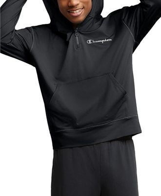 Champion All-Day Hoodie Mens Black Lightweight 1/4 Zip Activewear UPS1154