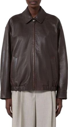 Max Mara Lamb Leather Jacket - Brown