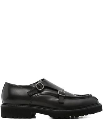 Doucal's double-buckle monk shoes - Black
