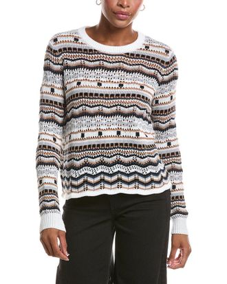 Autumn Cashmere Pointelle Multi Stripe Boxy Crewneck Sweater