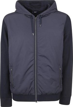 Herno Giacca Felpa Imbottita Combinata - Heren - Winterjassen - Blauw - XL - Katoen - Jassen