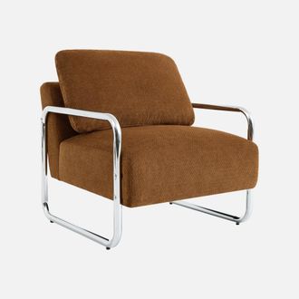 Sweeek Sill&oacute;n Vintage De Tela Chenilla Con Estructura Cromada